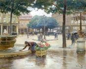 维克多加布里埃尔吉尔伯特 - Place du Palais Royal, jour de pluie